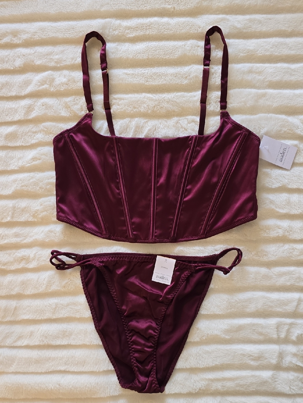Auden Corset Bralette & Bikini Set in Burgundy Size M